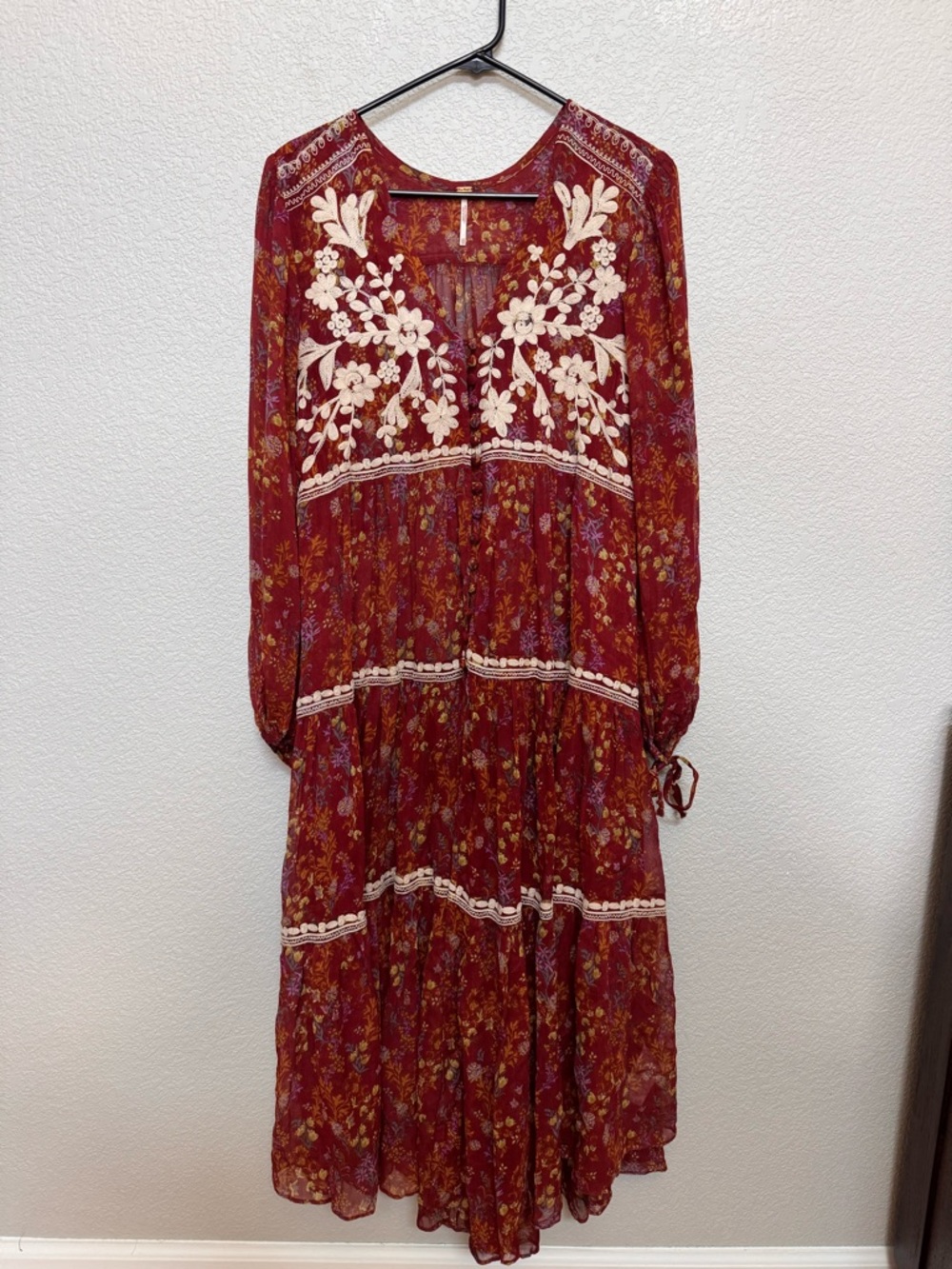 Free People Call On Me Embroidered Maxi Top Dress Women’s XS Bohemian Festival - Picture 3 of 11